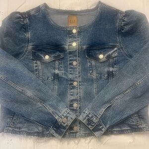 GAP Blue Denim Jacket with Puff Sleeves